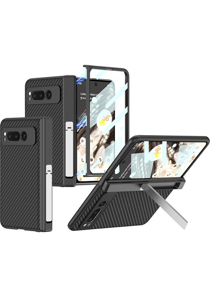 For Google Pixel Fold Manyetik Emiş Menteşe Braketi Düz Cilt Pu Cep Telefonu Kılıfları (Yurt Dışından)