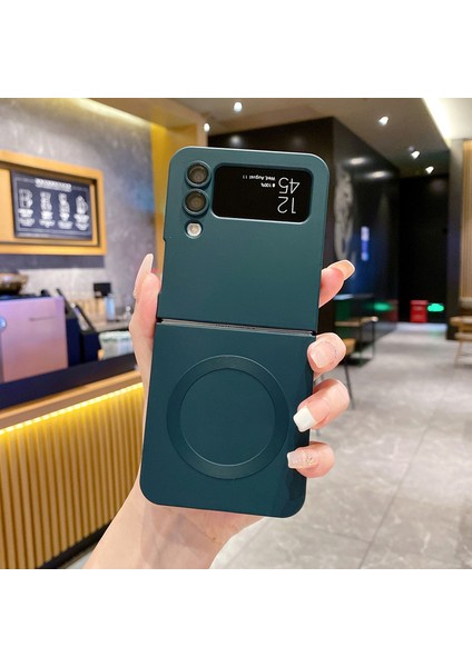 For Samsung Galaxy Z Flip 4 Manyetik Emiş Metalik Boya Cep Telefonu Kılıfları (Yurt Dışından)