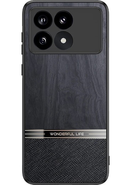 Poco X6 Ahşap Tahıl Dikiş Pu Cep Telefonu Kılıfı (Yurt Dışından)