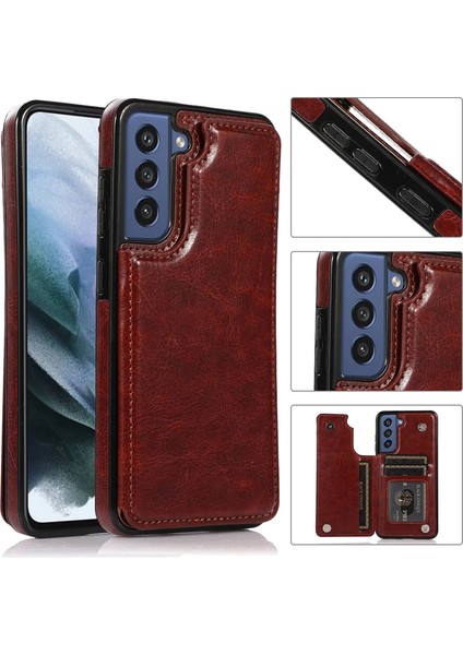For Samsung Galaxy S21 Ultra Kartı Takın Çift Toka Cep Telefonu Kılıfları (Yurt Dışından)