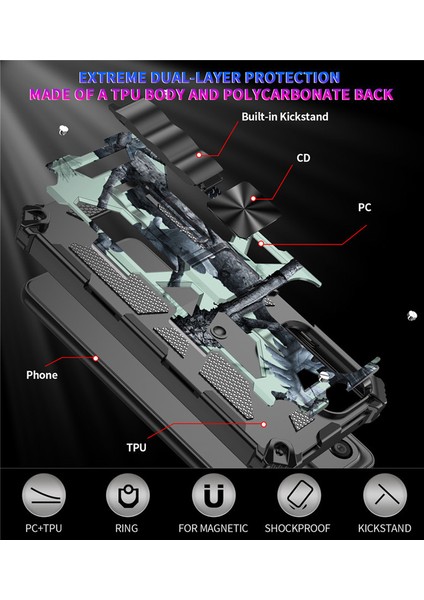 For Samsung Galaxy F23 Kamuflaj Rengi Zırh Ağır Koruma Cep Telefonu Kılıfları (Yurt Dışından) modelleri