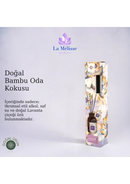 Bambu Çubuklu Doğal Oda Kokusu ( Reed Diffuser ) Lavanta Çiçeği 50 Ml