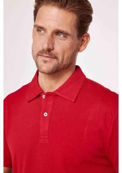 Erkek Slim Fit Dar Kesim %100 Pamuk Desenli Bordo Polo Yaka T-Shirt modelleri