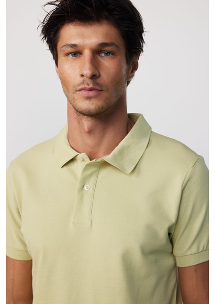 Erkek Slim Fit Dar Kesim %100 Pamuk Düz Pike Yeşil Polo Yaka T-Shirt fiyatları
