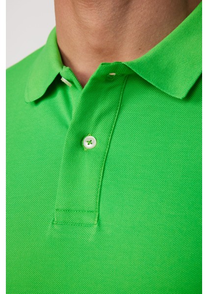 Erkek Slim Fit Dar Kesim %100 Pamuk Düz Pike Yeşil Polo Yaka T-Shirt fırsatları