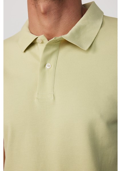 Erkek Slim Fit Dar Kesim %100 Pamuk Düz Pike Yeşil Polo Yaka T-Shirt fırsatları