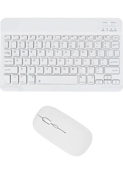 Huawei Mediapad T3 10 9.6" Uyumlu Kablosuz Bluetooth Şarj Edilebilir Klavye Mouse Seti - Beyaz