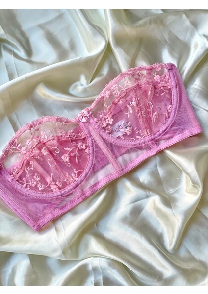 Güpürlü Dantelli Pembe Sütyen Külot Takım modelleri