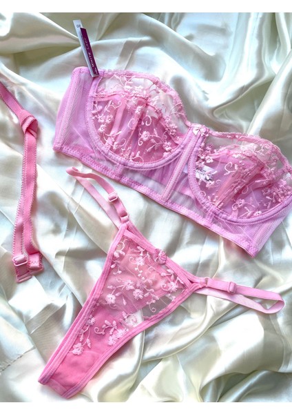 Güpürlü Dantelli Pembe Sütyen Külot Takım fırsatları