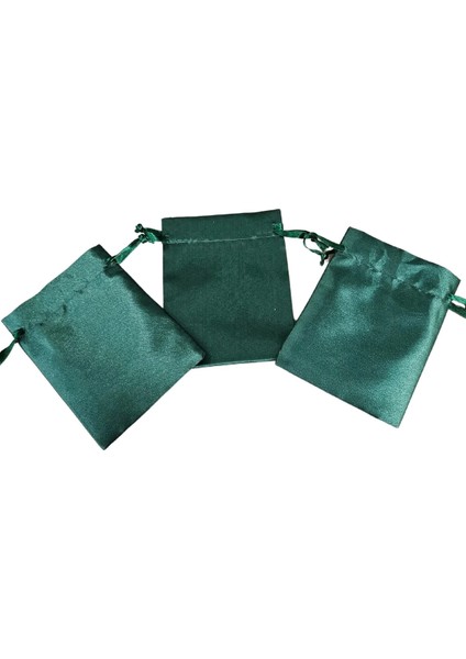 Saten & Parlak Kese Yeşil 10 Adet 9X12 cm Takı, Altın Kesesi (Ipli & Büzgülü) fırsatları