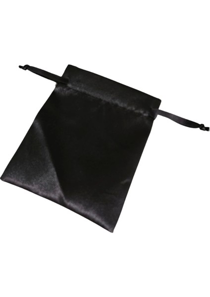 Saten & Parlak Kese Siyah 10 Adet 9X12 cm Takı, Altın Kesesi (Ipli & Büzgülü)