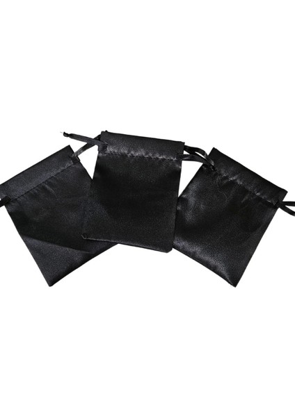 Saten & Parlak Kese Siyah 10 Adet 9X12 cm Takı, Altın Kesesi (Ipli & Büzgülü) fırsatları