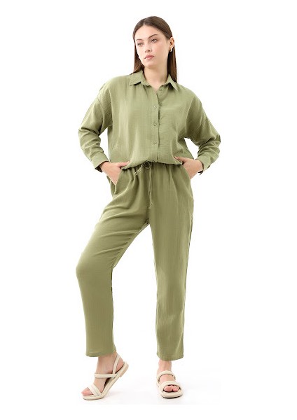 Keten Jogger Beli Lastikli Pantolon fiyatları