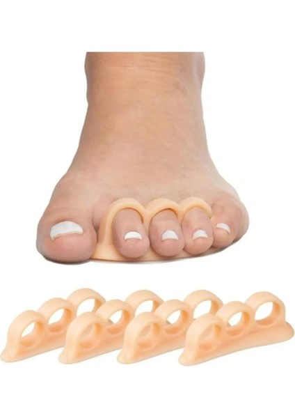 Bej Ayak Parmak Düzeltici 3 Parmağa Geçen Çekiç Parmak Koruyucu Makaralı Silikon Parmak Koruyucu