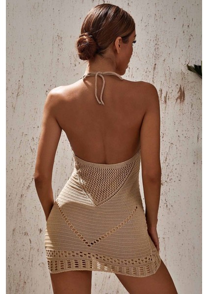 Boyundan Bağlamalı Etnik Desenli Örme Pareo Plaj Elbisesi fiyatları