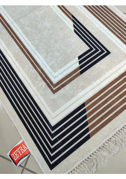 80 x 150 cm Makinada Yıkanabilir Dijatal Baskı Kaymaz Dot Taban 3,5mm Süngerli Halı