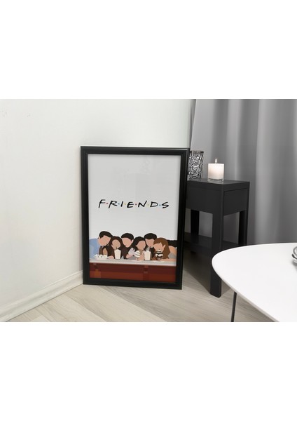 Friends Dizisi Temalı Tasarım Poster Siyah Çerçeveli Tablo