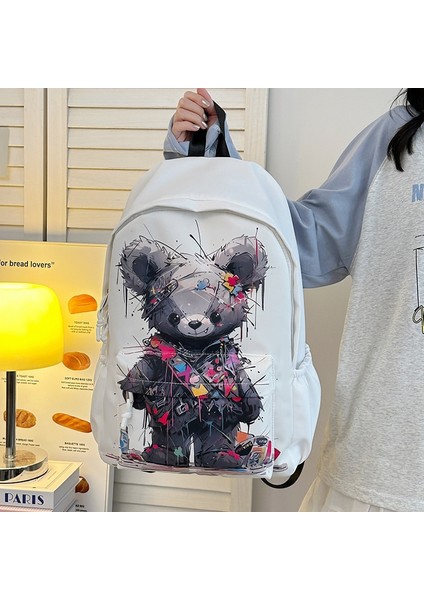 Büyük Kapasiteli, Kişilikli, Yakışıklı Ayı Desenli, Katılımlı, Seyahat ve Eğlence Çizgi Romanlı Sırt Çantası (Yurt Dışından)