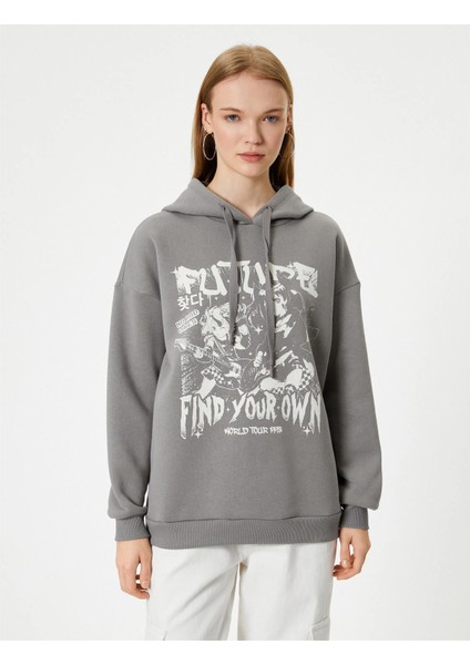 5WAL10026IK 931 Antrasit Genc Kız Pamuk Jersey Sweatshirt