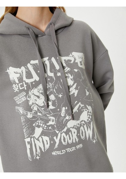 5WAL10026IK 931 Antrasit Genc Kız Pamuk Jersey Sweatshirt