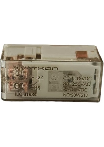 VT-115F-2Z-12VDC / Vatkon 12V, 8A Çift Kontak (8 Pinli) Röle fiyatları