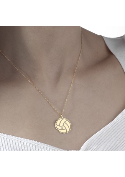 925 Ayar Gümüş Voleybol Topu Numara Detaylı Kolye