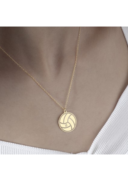 925 Ayar Gümüş Voleybol Topu Numara Detaylı Kolye