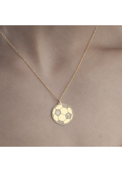 925 Ayar Gümüş Futbol Topu Plaka Kolye