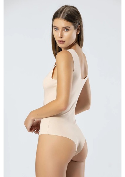 Kadın 88% Supima, 12% Likra Lazer Kesim Askılı Çıtçıtlı Body