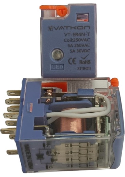VT-ER4N-T-250VAC / 250VAC, 5A Dört Kontak (14 Pinli) Röle