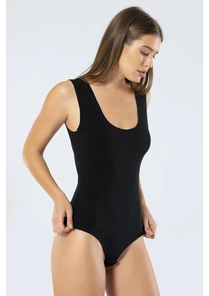 Kadın 88% Supima, 12% Likra Lazer Kesim Askılı Çıtçıtlı Body