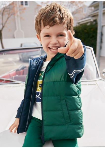 Çift Yüzlü Kapüşonlu Erkek Çocuk Şişme YELEK_MNVS4347