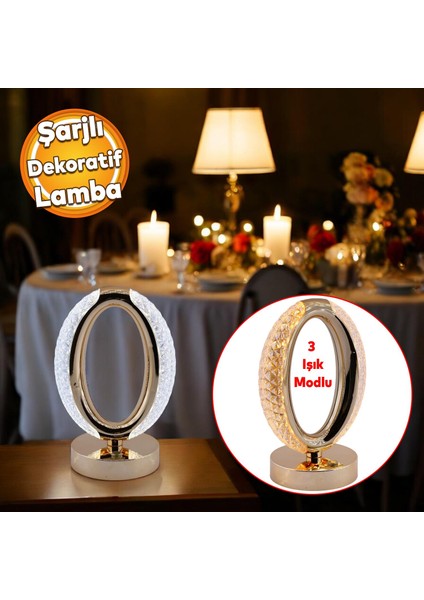 Modern Dekoratif Romantik Süsleme Masa Lambası Ledli Beyaz Sarı Soft Işıldak Şarjlı Masa Gece Lamba