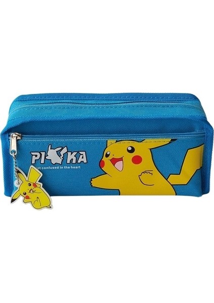 Ilkokul Öğrencisi Kalem Çantası Karikatür Kalem Kutusu Pikachu Karikatür Sevimli Kalem Çantası Büyük Kapasiteli Çift Katmanlı Kırtasiye Çantası (Yurt Dışından)