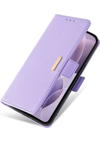 Samsung Galaxy M15 5g Cüzdan Kılıf Crossbody Rfıd Engelleme Pu Deri Telefon Kapağı-Mor (Yurt Dışından)