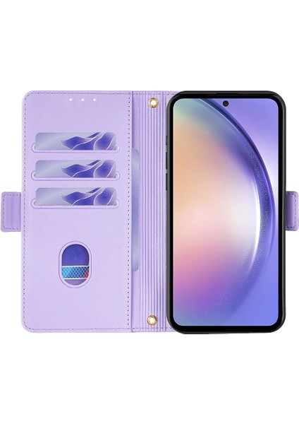 Samsung Galaxy M15 5g Cüzdan Kılıf Crossbody Rfıd Engelleme Pu Deri Telefon Kapağı-Mor (Yurt Dışından)