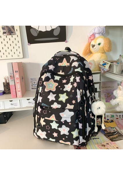 Büyük Kapasiteli ve Güzel Görünümlü Kız Sırt Çantası Sırt Çantası Yıldız Tasarım Trendi (Yurt Dışından)