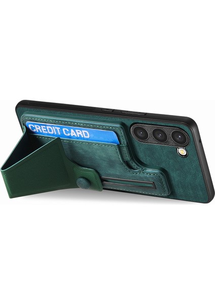 Samsung Galaxy S23+KILIF Pu Deri+Tpu Kart Tutucu Yuvaları Kickstand Arka Kapak-Yeşil (Yurt Dışından)