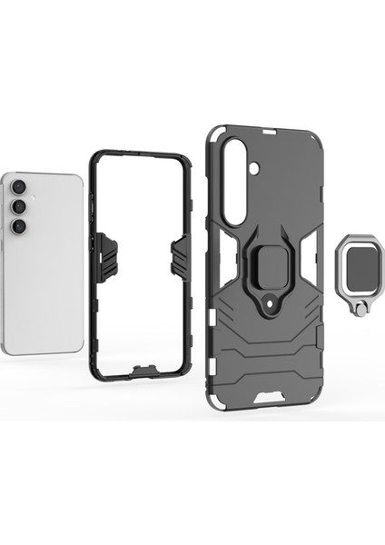 Samsung Galaxy S24 Fe Kılıf Pc+Tpu Kickstand Cep Telefonu Arka Kapak-Siyah (Yurt Dışından) fırsatları