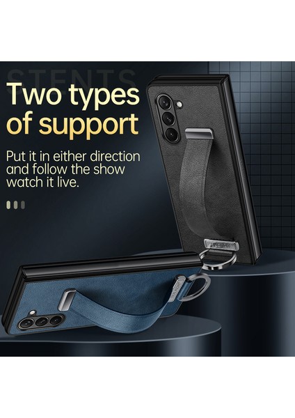Sulada Moda Serisi Samsung Galaxy Z Fold6 5g Kılıf Askısı Kickstand Deri + Pc Telefon Kapağı-Kahverengi (Yurt Dışından)