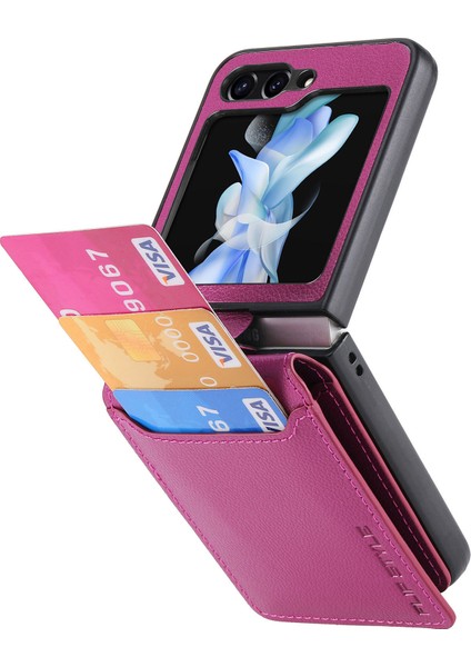 Samsung Galaxy Z Flip6 5g Telefon Kılıfı Kart Yuvası Kickstand Pu+Pc Kapak Parmak Yüzük-Mor (Yurt Dışından) indirimleri