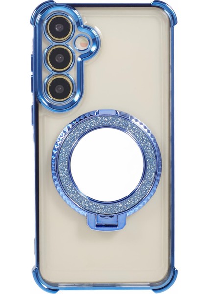 Samsung Galaxy S24 Yan Kalp Desenli Kılıf Ayna-Mavi Kickstand Tpu Telefon Kapağı (Yurt Dışından)
