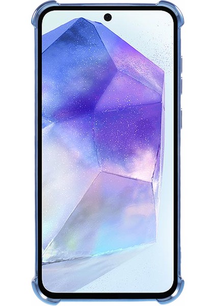 Samsung Galaxy S24 Yan Kalp Desenli Kılıf Ayna-Mavi Kickstand Tpu Telefon Kapağı (Yurt Dışından)