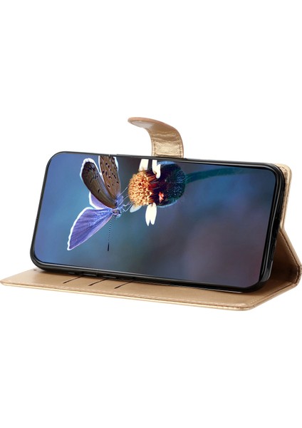 Samsung Galaxy S24 Fe Kılıf Pu Deri Baskı Telefon Kapağı, Kart Yuvası Tutucu Standı-Altın (Yurt Dışından)