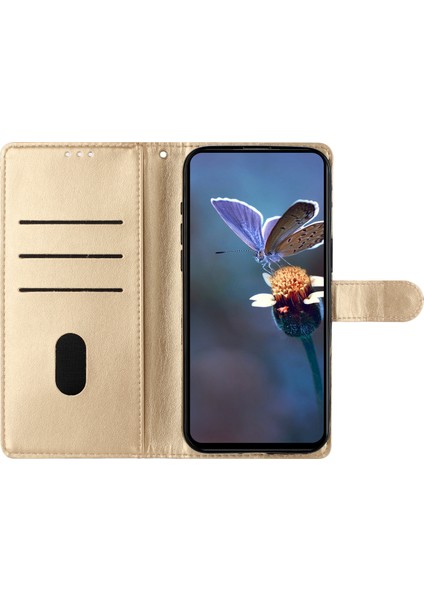 Samsung Galaxy S24 Fe Kılıf Pu Deri Baskı Telefon Kapağı, Kart Yuvası Tutucu Standı-Altın (Yurt Dışından)