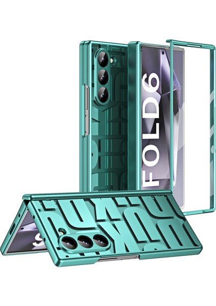 Samsung Galaxy Z Fold6 5g Kılıf Galvanik Pc Telefon Kapağı Temperli Cam Filmi-Yeşil Için (Yurt Dışından)