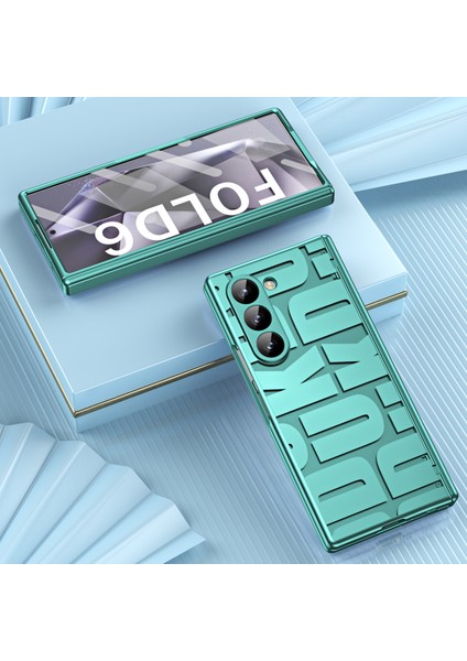 Samsung Galaxy Z Fold6 5g Kılıf Galvanik Pc Telefon Kapağı Temperli Cam Filmi-Yeşil Için (Yurt Dışından)