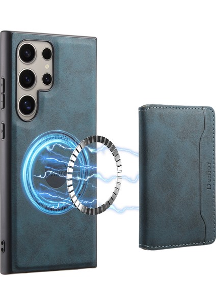 Denıor Samsung Galaxy S23 Ultra Kılıf Deri+Pc+Tpu Çıkarılabilir Kart Tutuculu Telefon Kılıfı-Yeşil (Yurt Dışından)