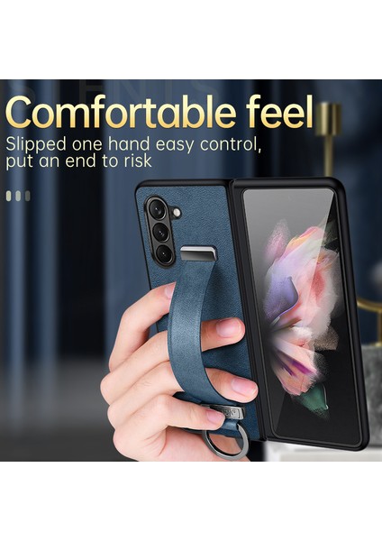 Sulada Moda Serisi Samsung Galaxy Z Fold6 5g Kılıf Askısı Kickstand Deri + Pc Telefon Kapağı-Yeşil (Yurt Dışından)