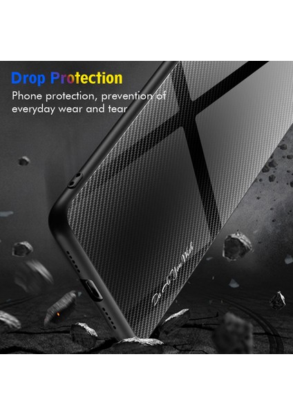 Samsung Galaxy S24 Fe Telefon Kılıfı Temperli Cam + Karbon Fiber Dokulu Tpu Kapak-Mavi (Yurt Dışından)